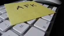 AFK note on computer keyboard